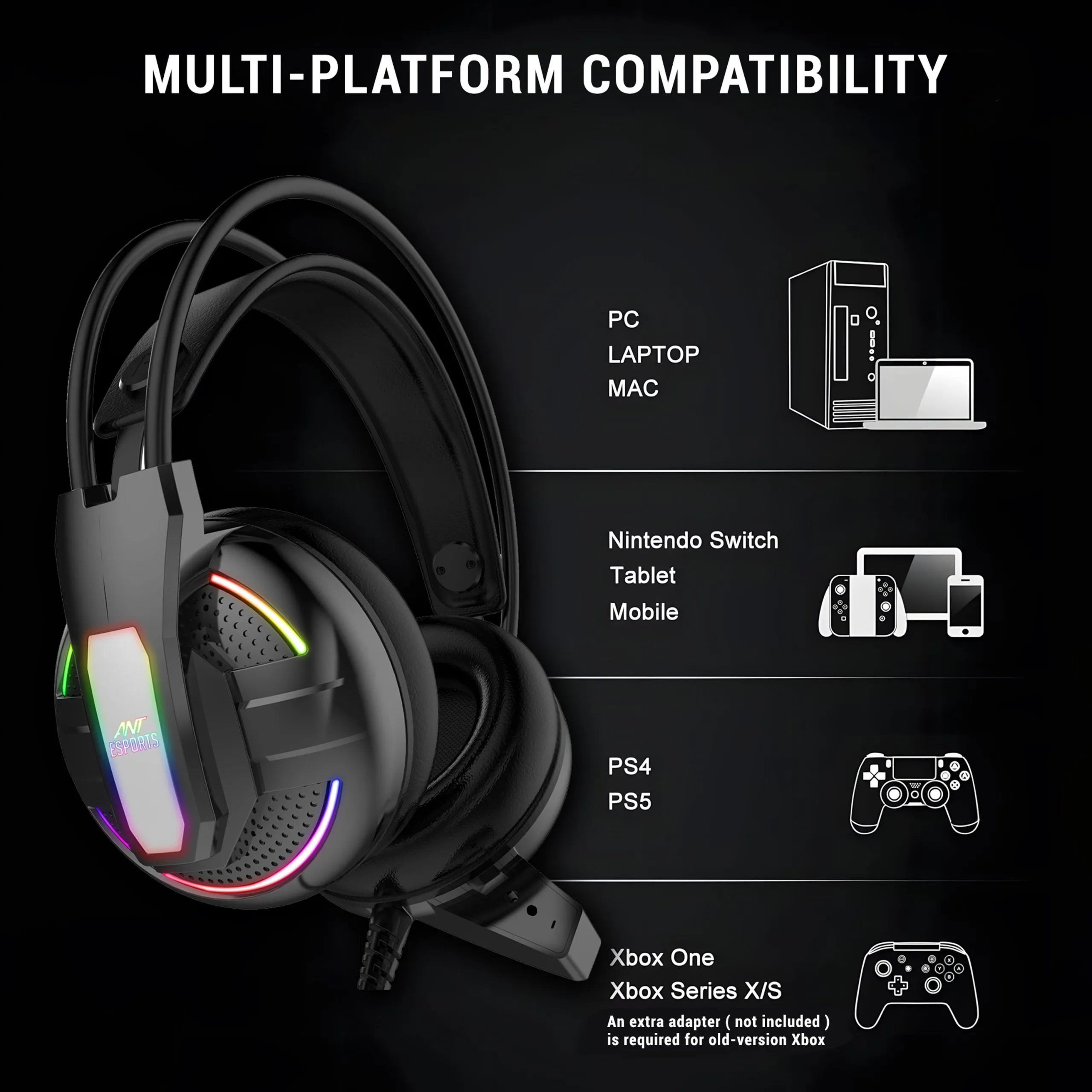 Ant Esports USB Gaming Headphone H525 Pro Black view 4